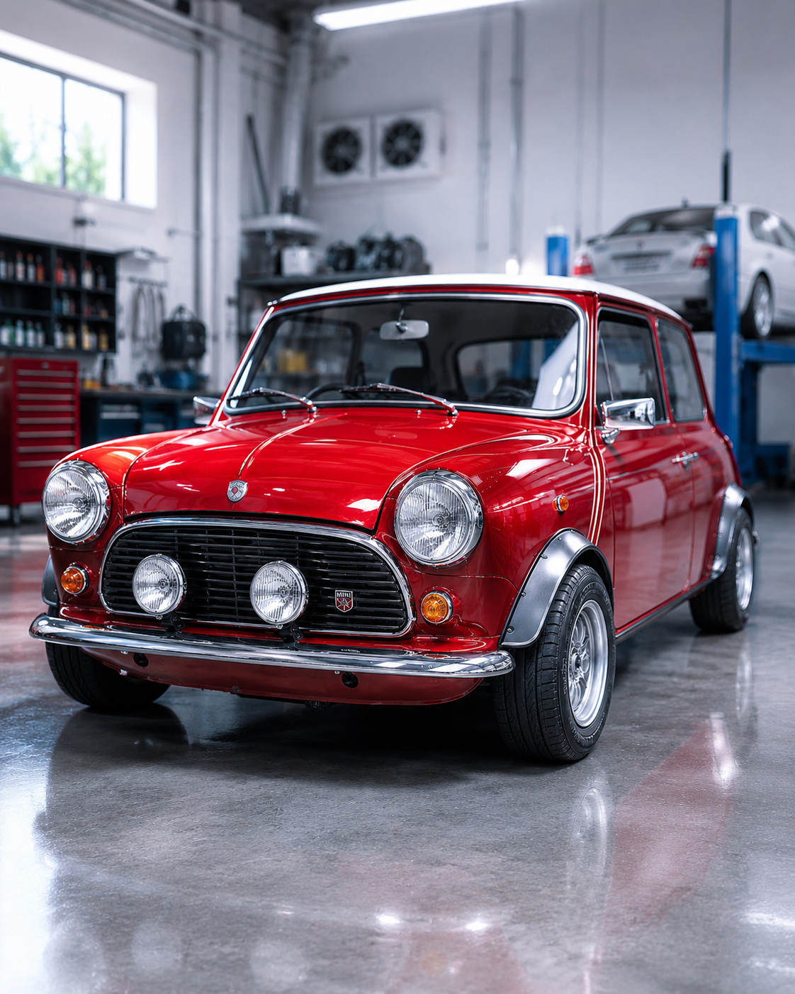 Detalles de automóvil clásico restaurado